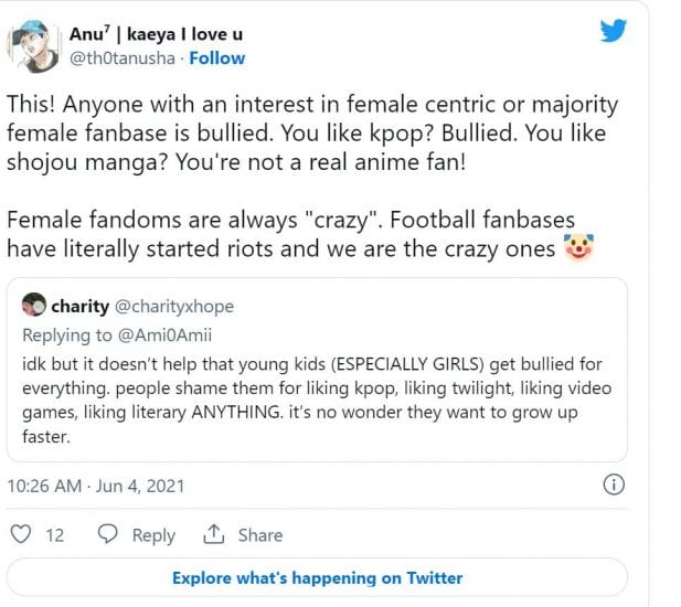 female anime fans bullied tweet shoujo