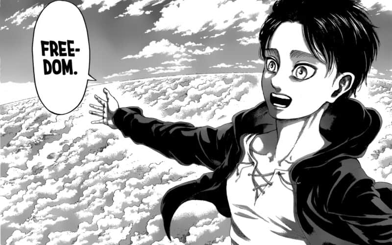 EREN YAEGER MANGA PANEL FREEDOM | https://animemotivation.com/the-psychological-effects-of-anime/