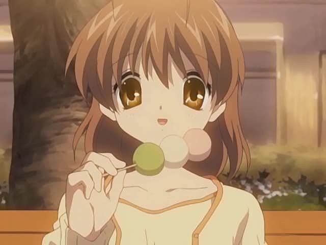 Nagisa Furukawa cute dango eating