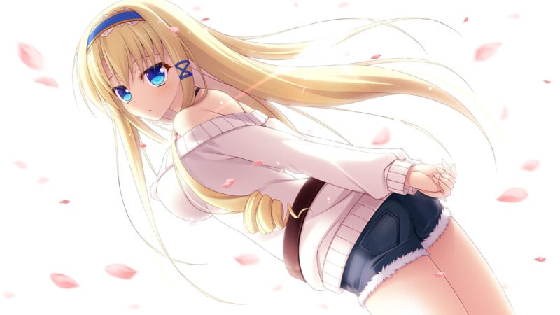 anime girl blonde wearing shorts wallpaper cute
