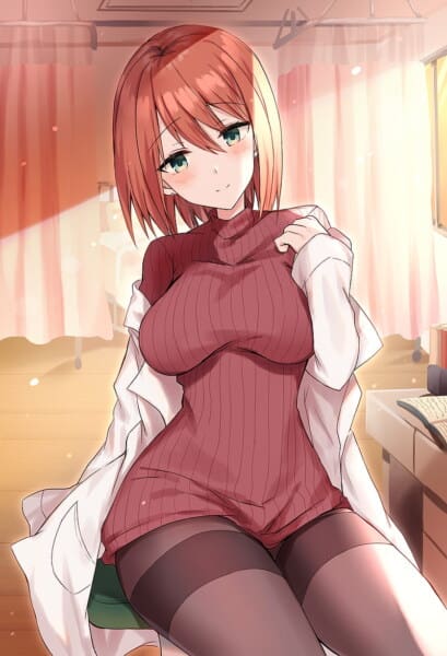 anime thicc portrait red hair