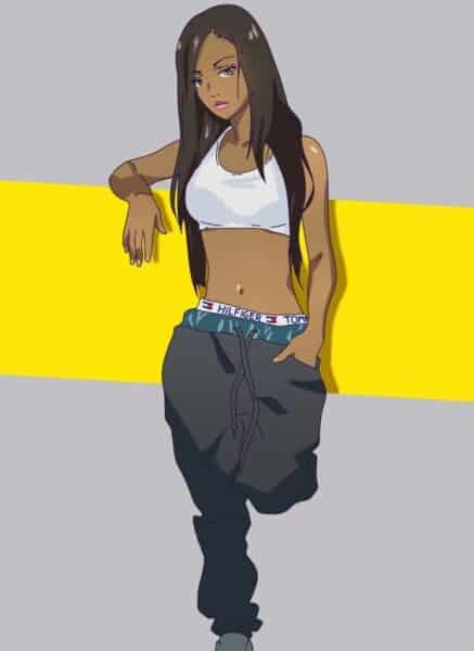 beautiful black anime girl character