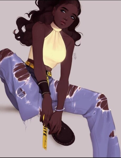 black anime girl drawing cool