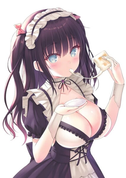 oppai maid thicc eating anime