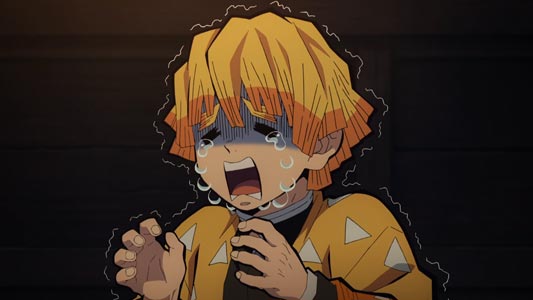 anime crying demon slayer blonde boy
