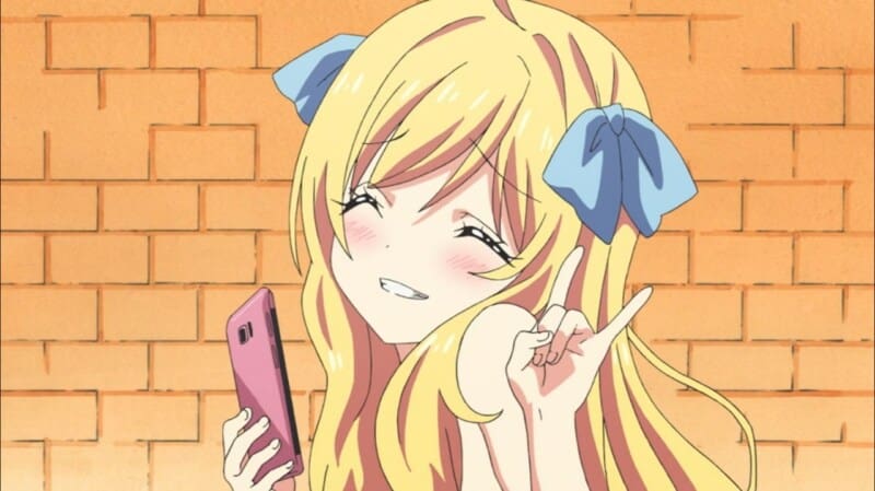 cute cheerful girl blonde anime
