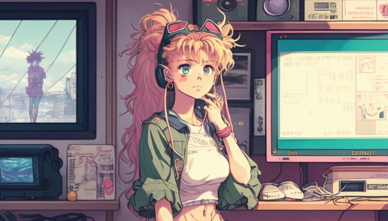 90s anime art girl wallpaper