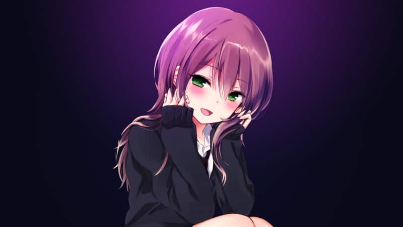 cute anime girl purple hair wallpaper