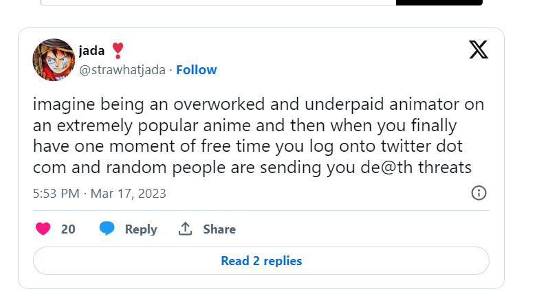 death threats tweet anime entitled westerners