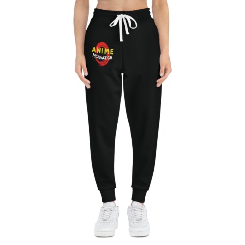 Black Athletic Joggers Anime Motivation Text Logo