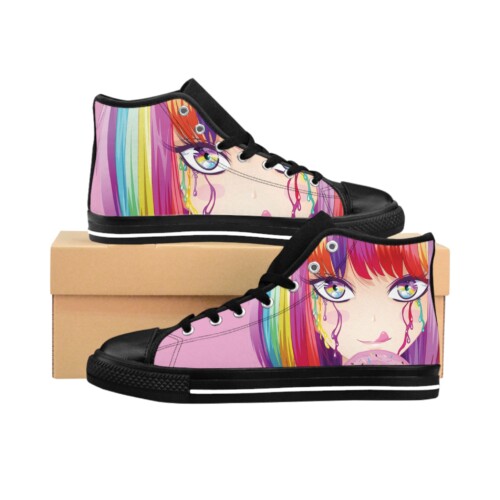 Men's Classic Sneakers Trainers Anime Girl Rainbow Colours Art