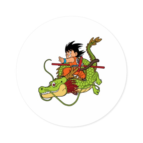 Dragon Ball Shenron Kid Goku Round Stickers Indoor Outdoor