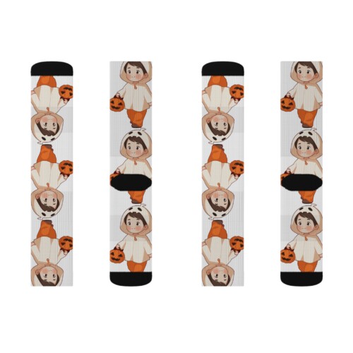 Cute Halloween Pumpkin Anime Boy Socks