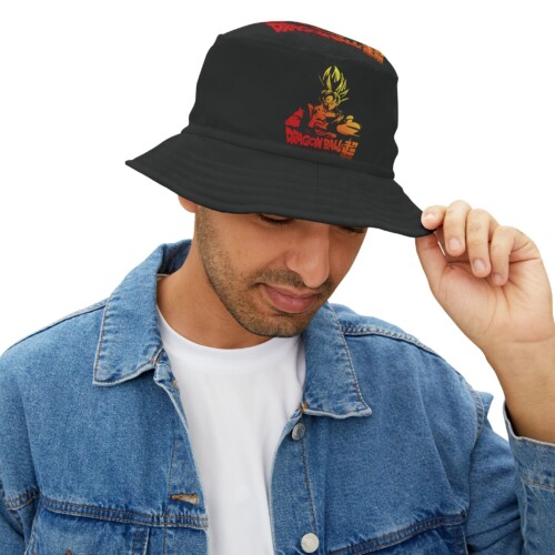 Black Bucket Hat Dragon Ball Super SS Goku Text Design