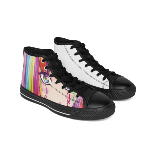 Men's Classic Sneakers Trainers Anime Girl Rainbow Colours Art