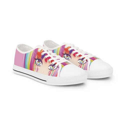 Men's Low Top Sneakers Rainbow Anime Girl Artistic Design