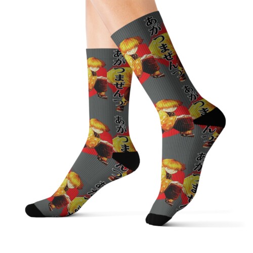 Zenitsu Agatsuma Demon Slayer Stance Anime  Socks