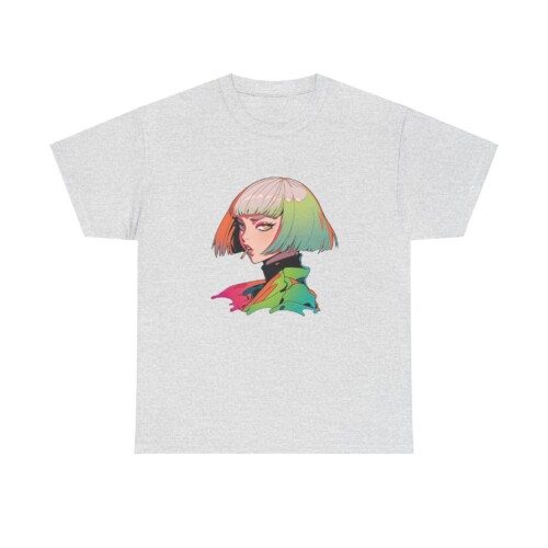 Unisex T Shirt Funky Anime Girl Rainbow Colors Artistic Design