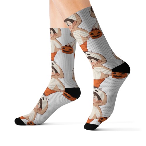 Cute Halloween Pumpkin Anime Boy Socks